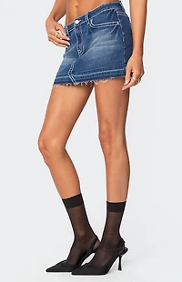 Edikted Contrast Stitch Washed Denim Mini Skirt