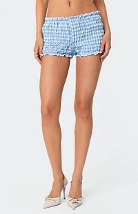 Edikted Gingham Scrunch Shorts