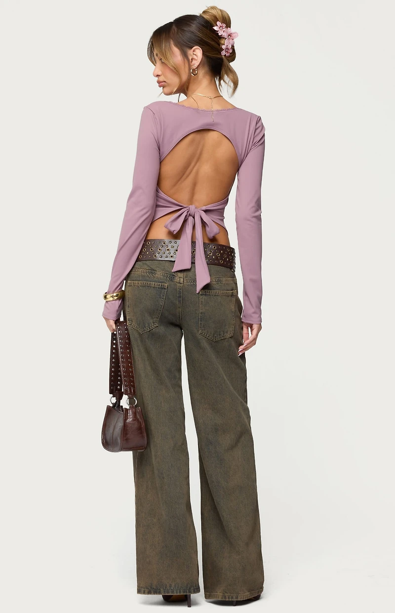 Edikted Polly Lacey Tie Back Top