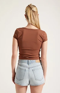 Pacsun Ivy High Waisted Denim Festival Shorts Light Blue