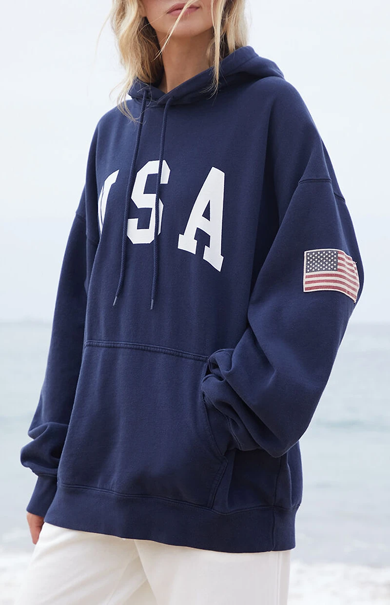 John Galt Navy Christie USA Oversized Hoodie