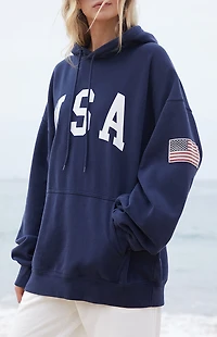John Galt Navy Christie USA Oversized Hoodie