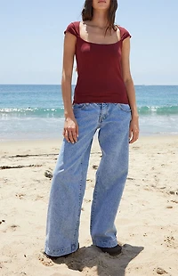 John Galt Burgundy Ella Top