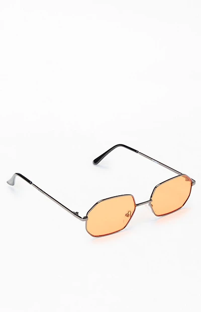 Pacsun Orange Oliver Hexagon Sunglasses