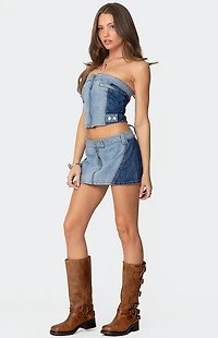 Edikted Reni Contrast Denim Zip Up Corset