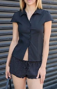 John Galt Black Rue Collared Top