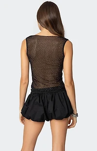 Edikted Rhinestone Sheer Mesh Top