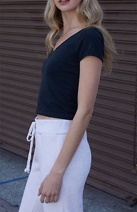 John Galt Black Gina Cinched Top