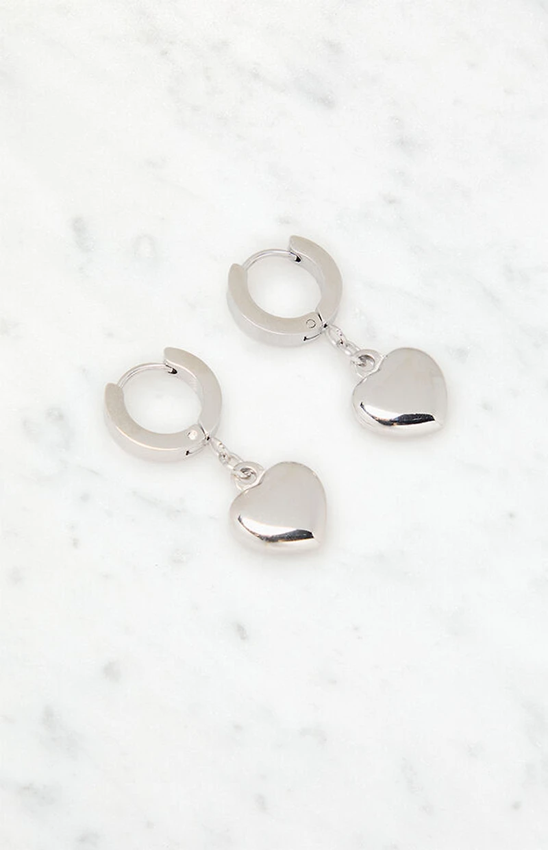 LA Hearts 14K Silver Gold Plated Heart Drop Earrings