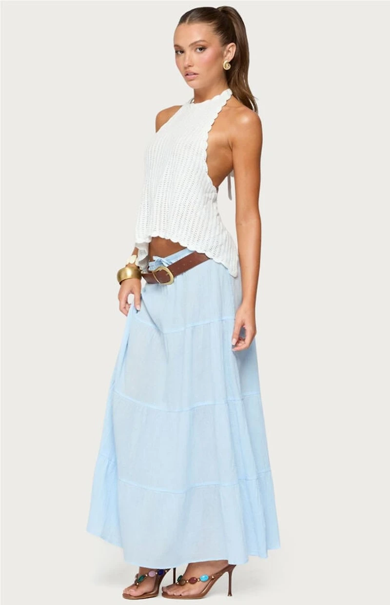 Edikted Ivey Backless Crochet Halter Top