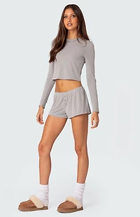 Edikted Homey Pointelle Long Sleeve Top