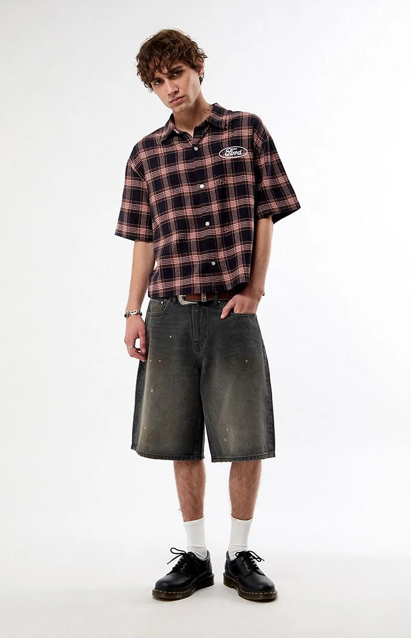 FORD Logo Flannel Short Sleeve Shirt