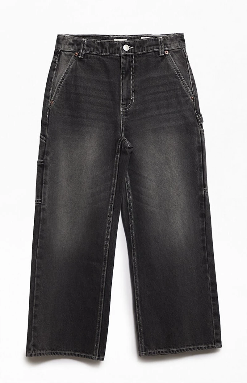 Pacsun Kids Extreme Baggy Jeans Contrast Stitch Carpenter Black