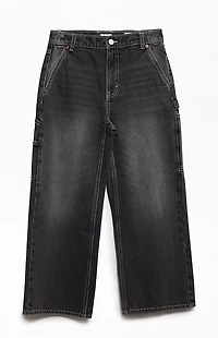 Pacsun Kids Extreme Baggy Jeans Contrast Stitch Carpenter Black