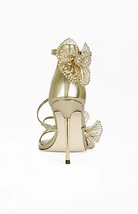 AZALEA WANG Women's Evanthe Gold Floral Stiletto Sandals