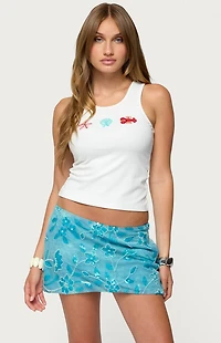 Edikted Ocean Club Bead Ribbed Tank Top