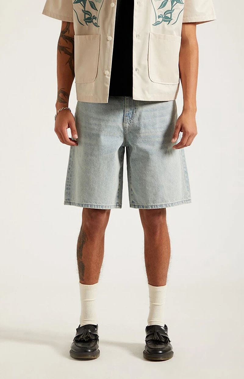 Pacsun Parker Baggy Denim Shorts Light Blue Tint