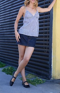 John Galt Blue Tiffany Plaid Tank Top