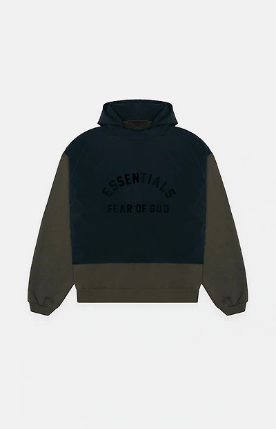 Fear of God ESSENTIALS Ink Jet Black Nylon Fleece Hooded Sweatshirt