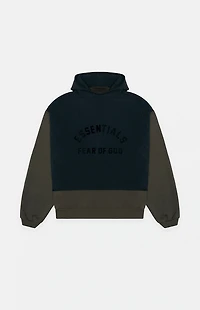 Fear of God ESSENTIALS Ink Jet Black Nylon Fleece Hooded Sweatshirt