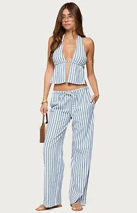Edikted Macey Striped Split Front Backless Top