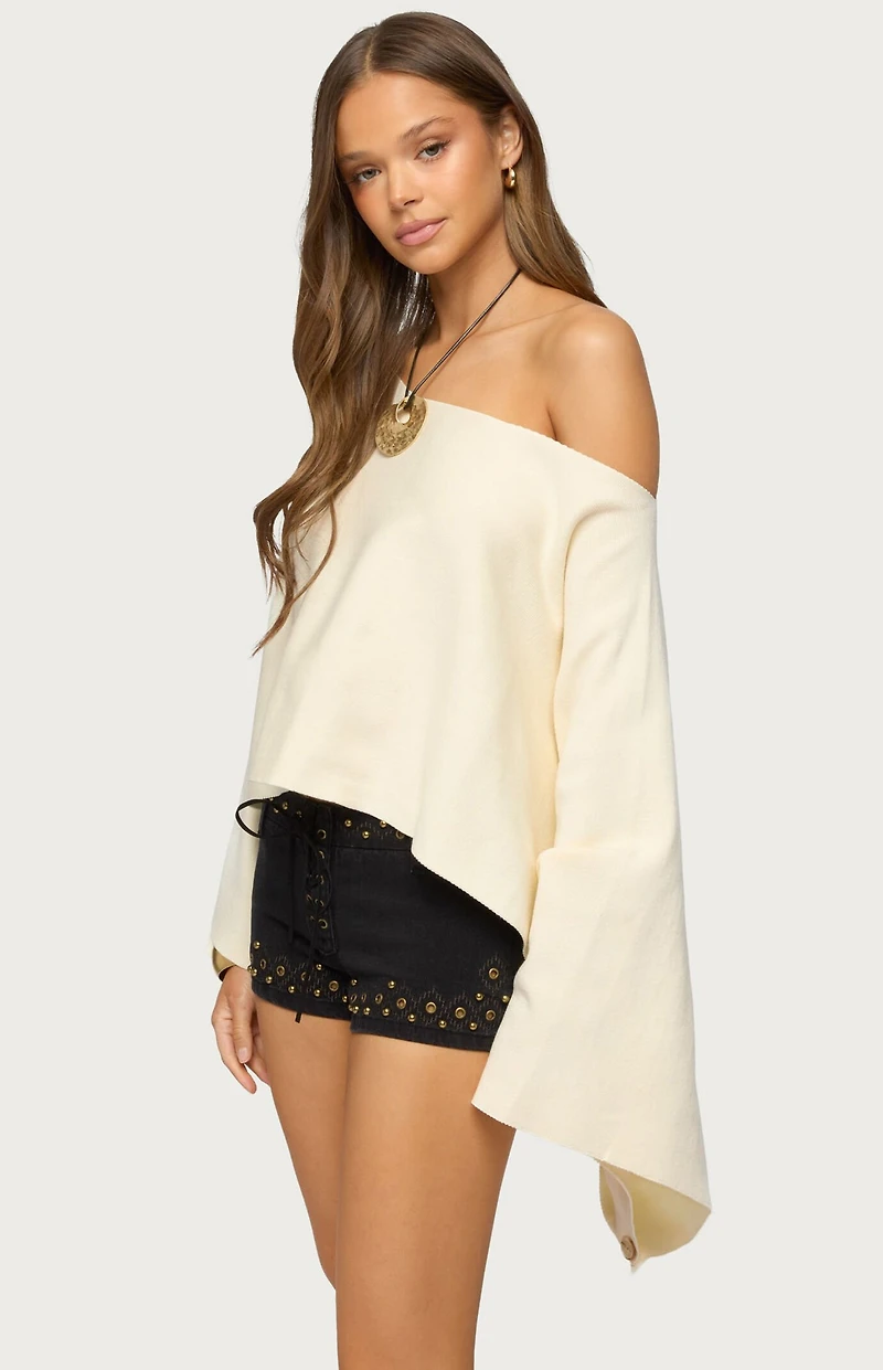 Edikted Sharla Off Shoulder Poncho Sweater