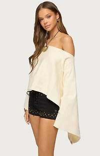 Edikted Sharla Off Shoulder Poncho Sweater