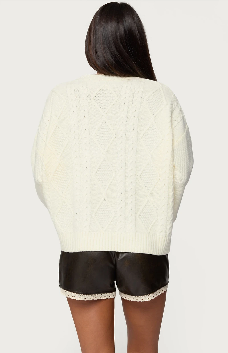 Edikted Braided Cable Knit Oversized Sweater