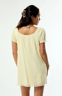 Beverly and Beck Naomi Lace Trim Short Sleeve Babydoll Dress