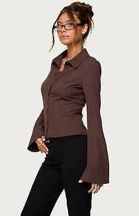 Edikted Pinstripe Tailored Button Up Shirt