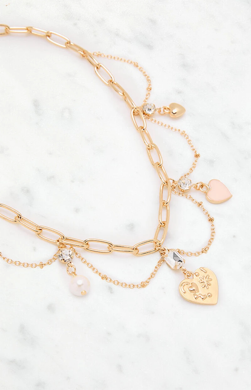 LA Hearts Karina Gold Charm Necklace