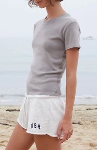 John Galt Gray Loreen Short Sleeve Top