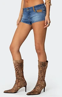Edikted Max Suede Detail Denim Micro Shorts