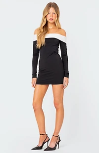 Edikted Yolanda Contrast Fold Over Mini Dress