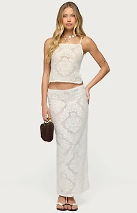 Edikted Violette Sheer Lace Tie Back Top