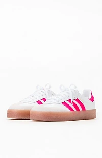 adidas Kids White & Pink Samba Shoes