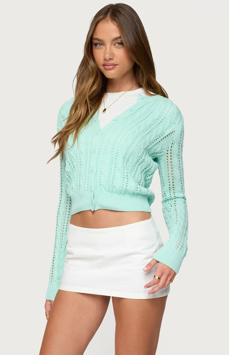 Edikted Haisley Cable Knit Cardigan