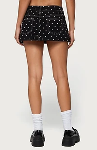 Edikted Freada Polka Dot Denim Mini Skort