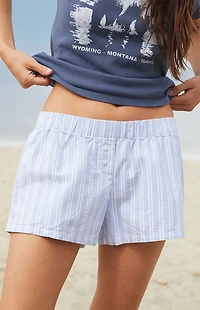 John Galt White & Blue Keira Striped Boxer Shorts