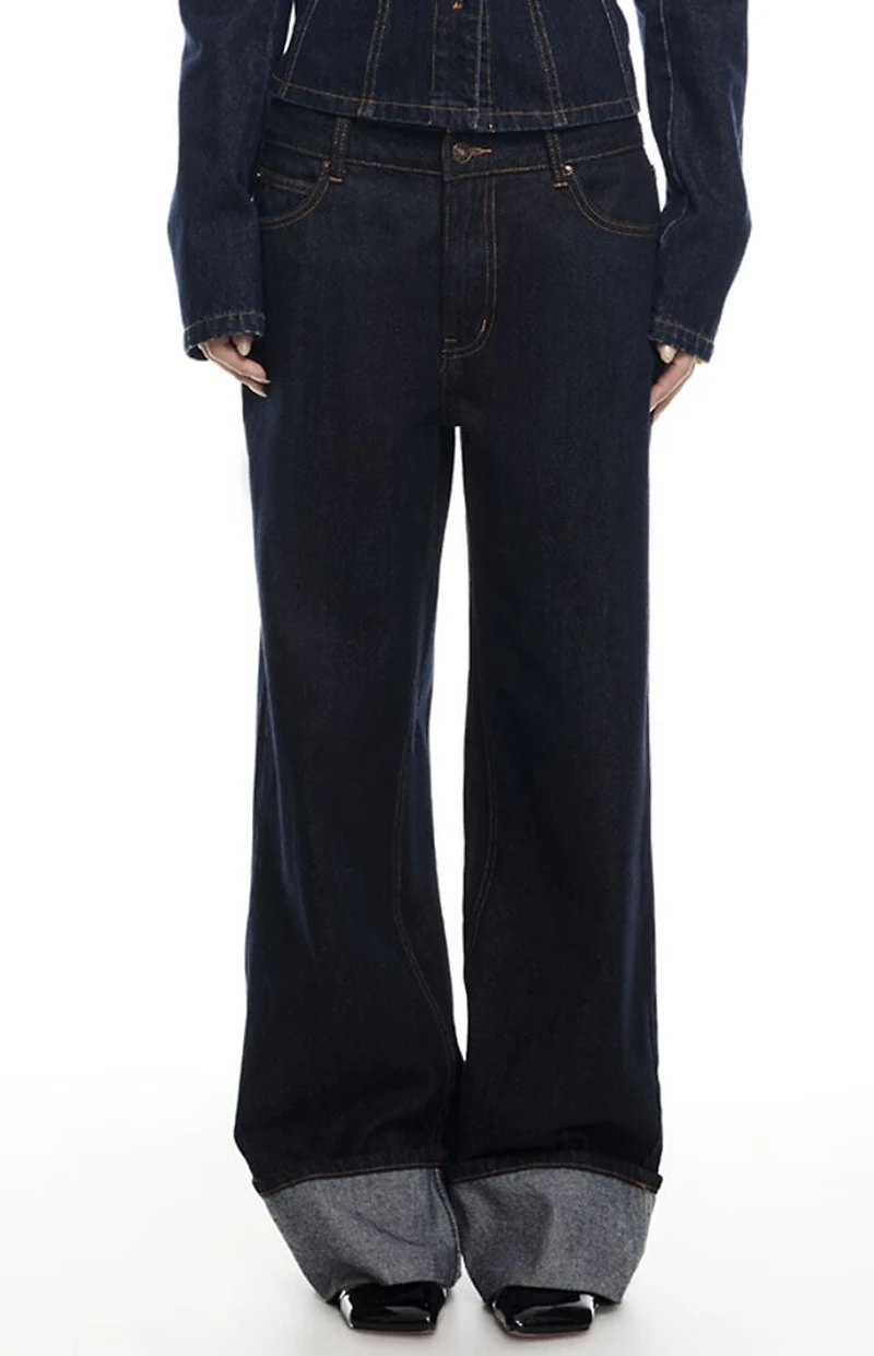 LIONESS Top Model Cuffed Baggy Jeans