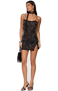 Edikted Romey Beaded Chiffon Mini Dress