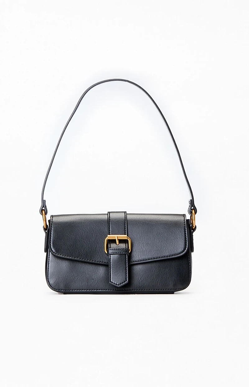John Galt Faux Leather Buckle Shoulder Bag