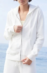 John Galt White Zip Up Hoodie