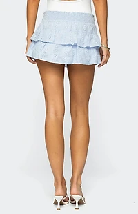 Edikted Kayla Ruffled Eyelet Mini Skirt