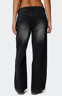 Edikted Petite Magda Low Rise Acid Wash Jeans