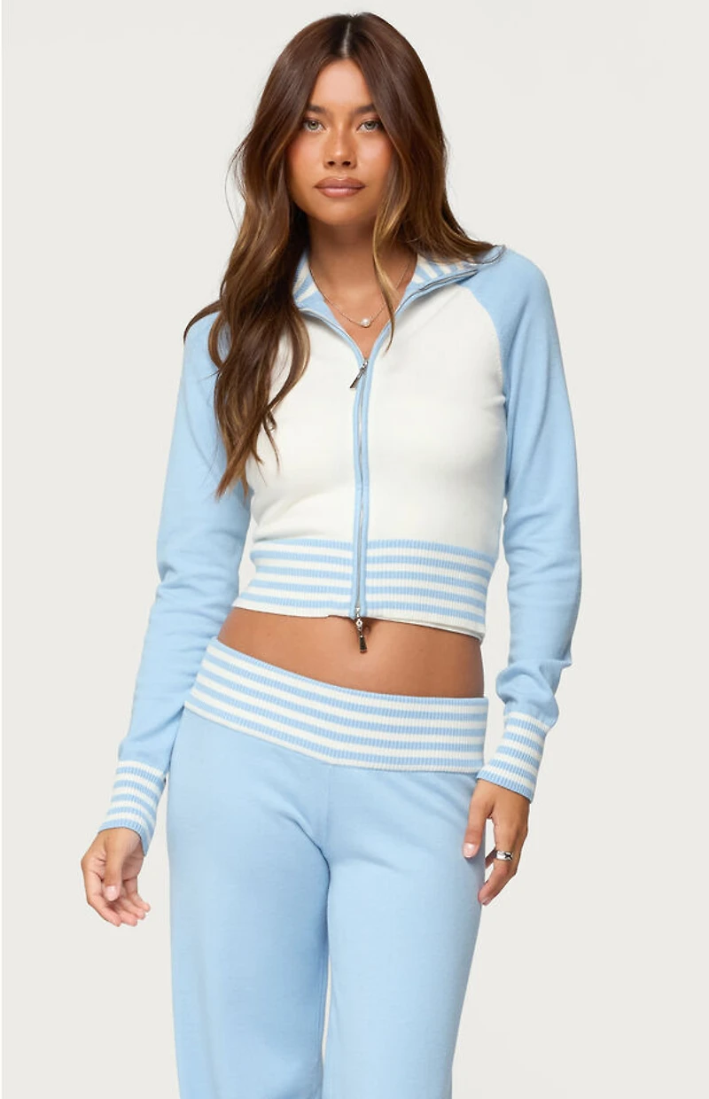 Edikted Clarisse Contrast Stripey Cardigan