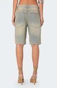 Edikted Shira Washed Denim Bermuda Shorts