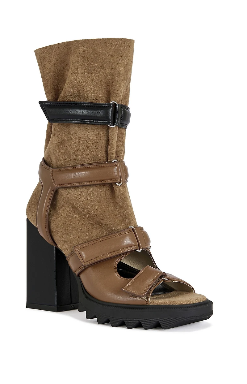 AZALEA WANG Women's Tan Thierry Faux Suede Booties