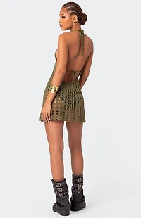 Edikted Austin Open Back Crochet Mini Dress