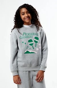 Pacsun Kids Pickleball Champions Heather Grey Crew Neck Sweatshirt